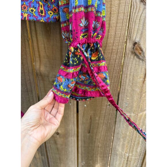 Boho patchwork bell-sleeve top — reworked - festival - Picture 7 of 8